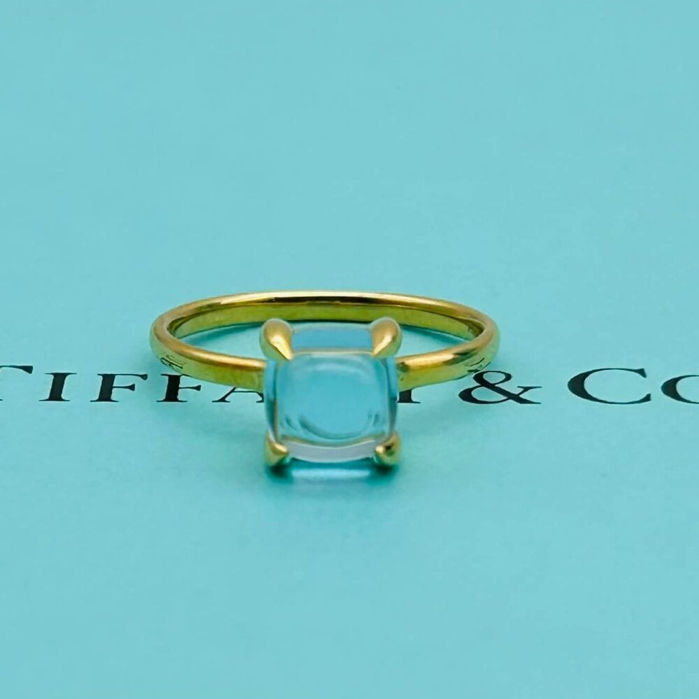 Tiffany & Co. 1ct Blue Topaz Sugar Stack Ring 18k Yellow Gold